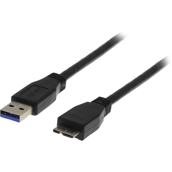 Deltaco USB 3.0 Cable, A Male - Micro-B Male, 2m, Black